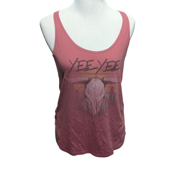 YEE YEE M Tank Top Bull Skull Desert Graphic Dusty Rose Country - Picture 1 of 4